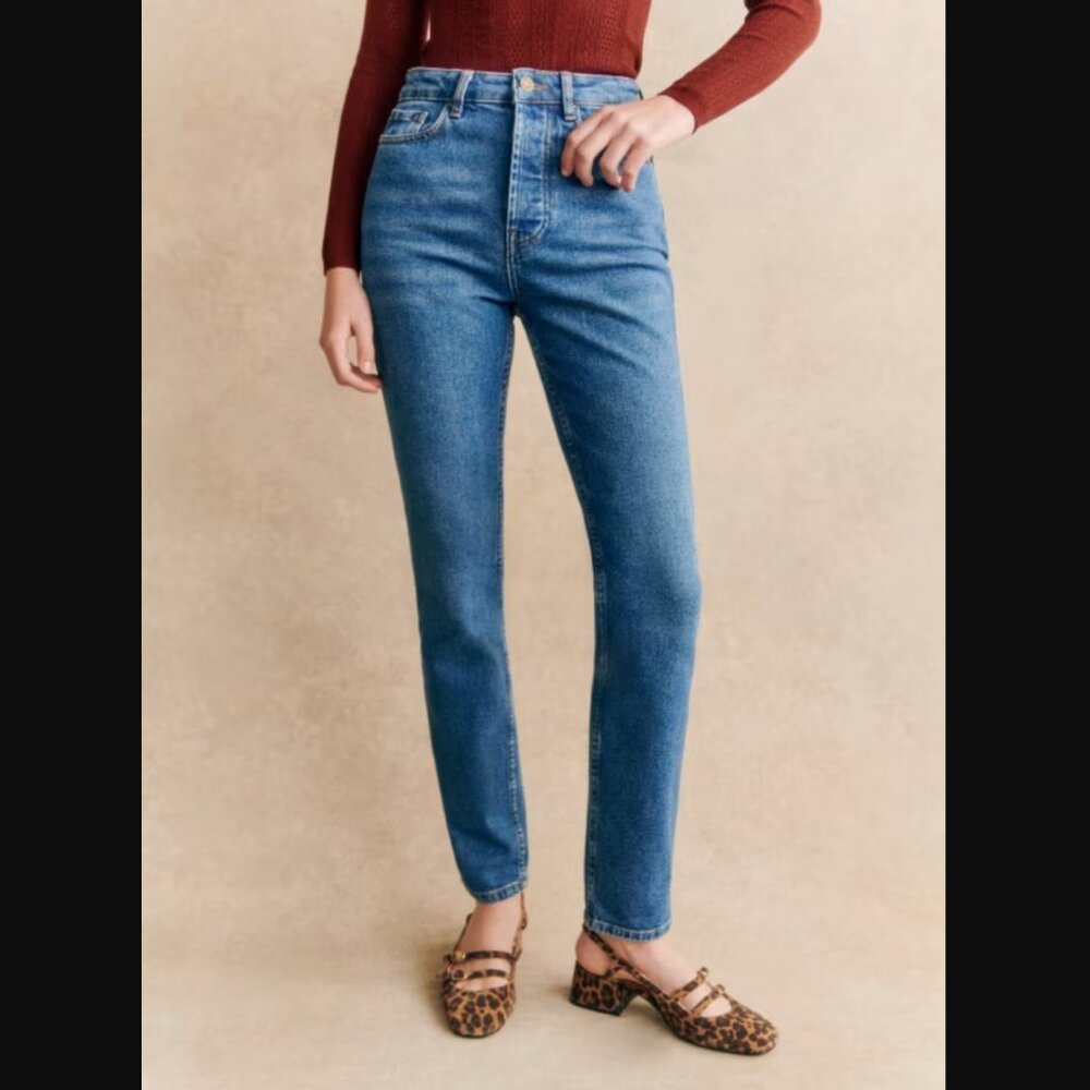 Sezane Brut Sexy Straight Leg Jeans - Tall, Denim Blue